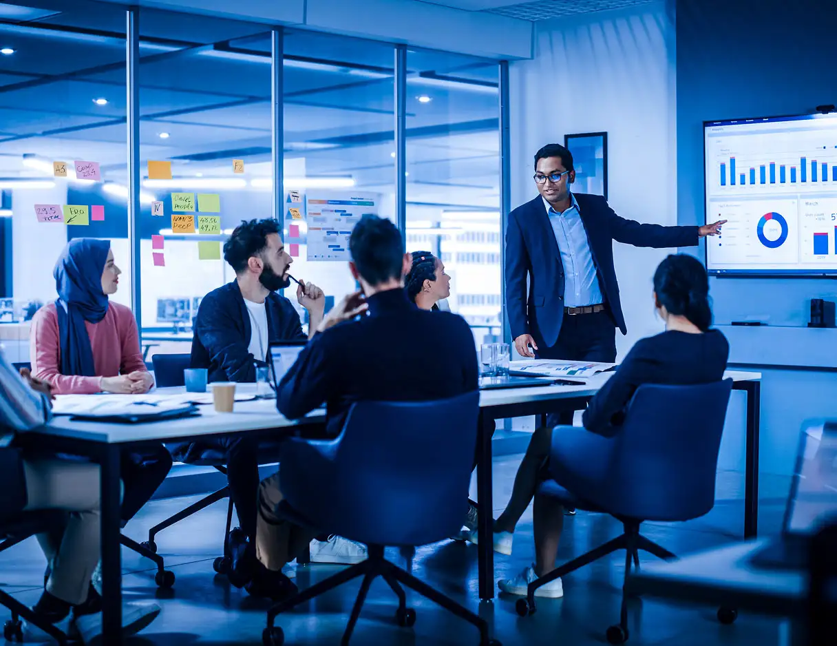 Diverse group of employees in a conference room