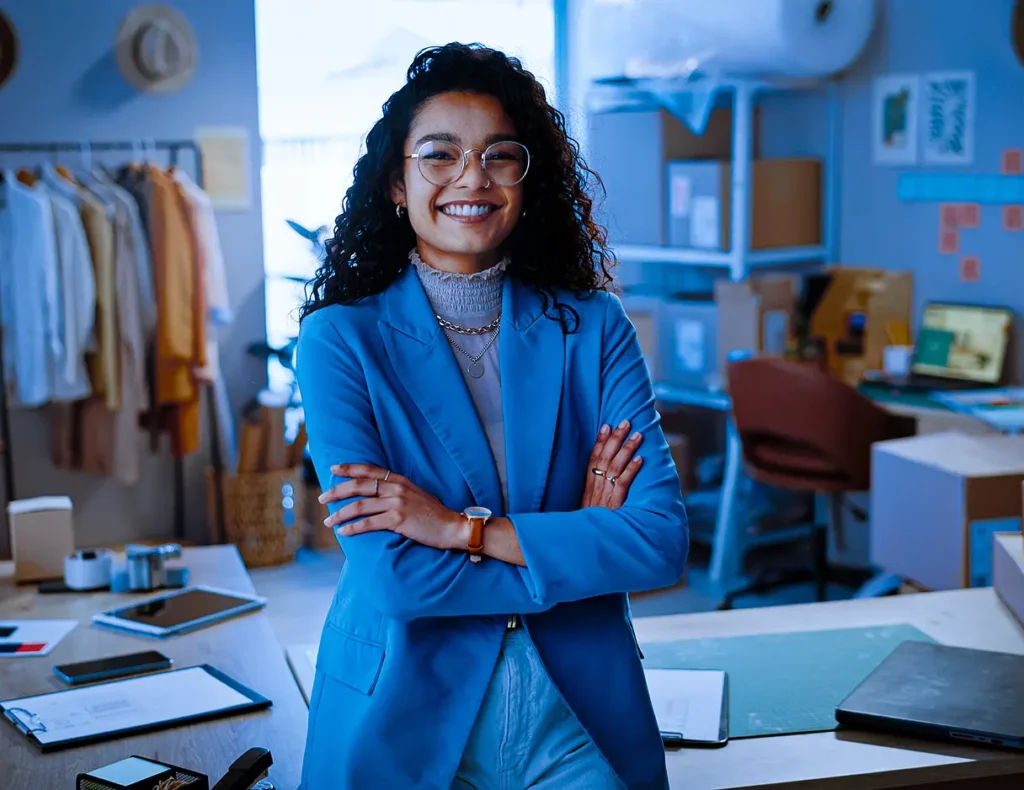 Young business woman in her office